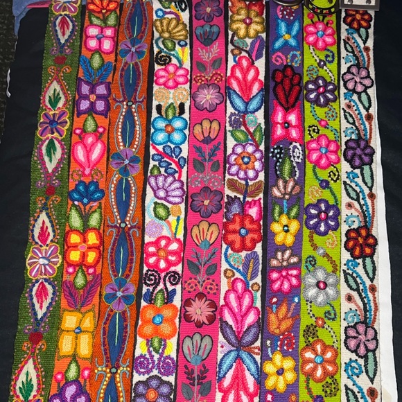 Peruvian Hand embroidered colorful alpaca floral belts - Picture 1 of 7